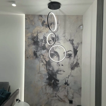 Moderne Led Moon Pendelleuchte No.3 B schwarze 4000K mit Fernbedienung LEDesign
