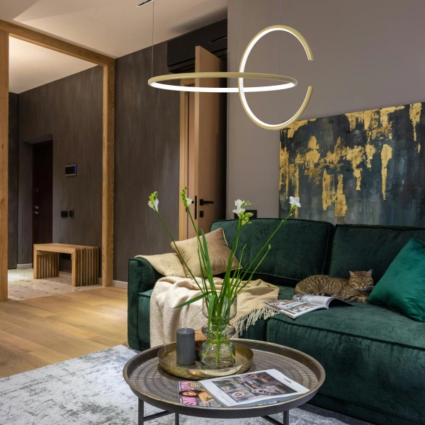 Moderne Led-Pendelleuchte Celestial No.2 gold mit Tuya App 3000K LEDesign