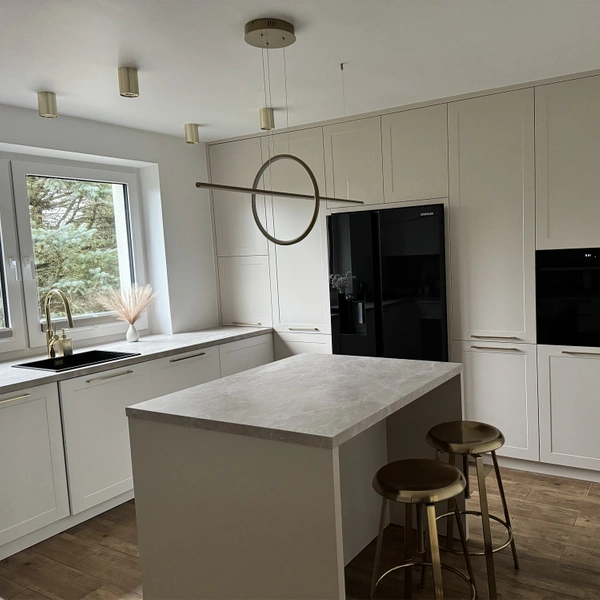 Moderne LED-Pendelleuchte Geometrik  2 40 cm Gold 4000K mit Fernbedienung LEDesign