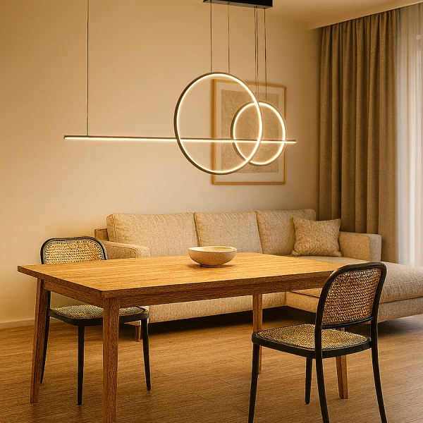 Moderne LED-Pendelleuchte Geometrik No.4  60/40 cm Schwarz 3000K LEDesign