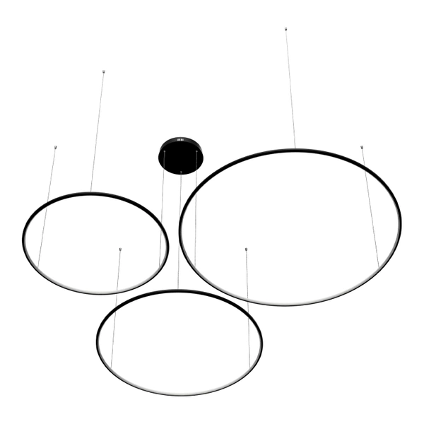 Moderne LED-Pendelleuchte Orbit S No.3 120 cm Schwarz 3000K mit Tuya LEDesign