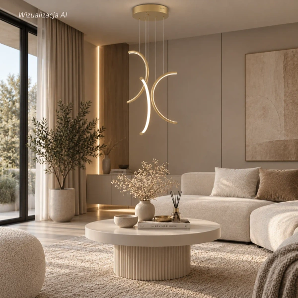 Moderne LED-Pendelleuchte Moon No.3 40 cm Gold mit Fernbedienung 3000K–6000K LEDesign