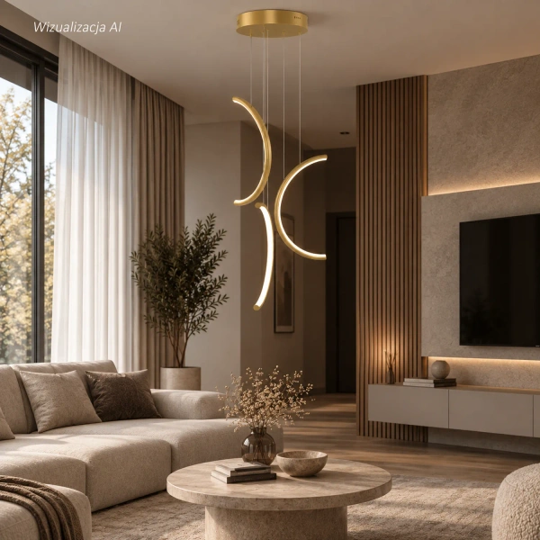 Moderne Pendelleuchte Led Moon No.3 40 cm Gold 3000K | LEDesign