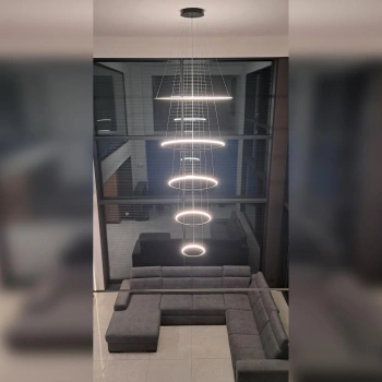 Moderne LED-Pendelleuchte Orbit No.5 120 cm Schwarz 4000K LEDesign