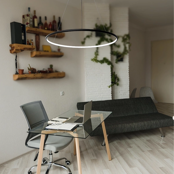 Moderne LED-Hängeleuchte Orbit No.1 80 cm Schwarz 4000K LEDesign