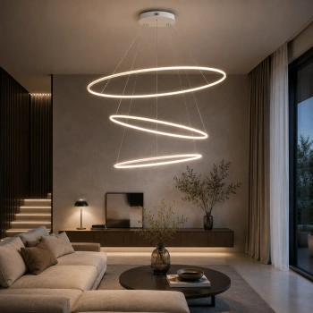 Moderne LED-Pendelleuchte Orbit No.3 120 cm Weiß 4000K dimmbar LEDesign