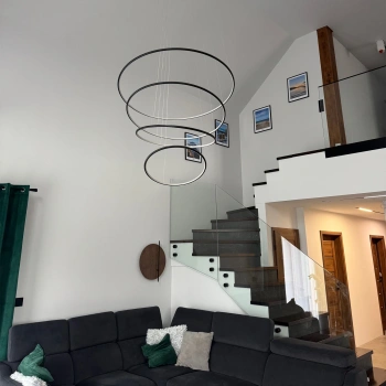 Moderne LED-Pendelleuchte Orbit No.4 120 cm Schwarz 4000K mit Tuya LEDesign