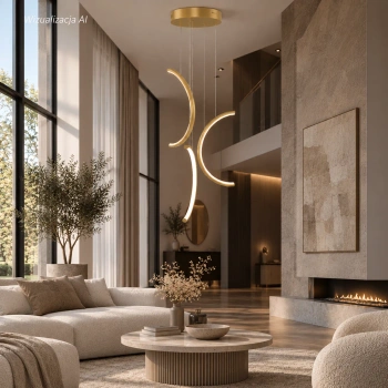 Moderne Pendelleuchte Led Moon No.3 40 cm Gold 3000K mit Tuya App LEDesign