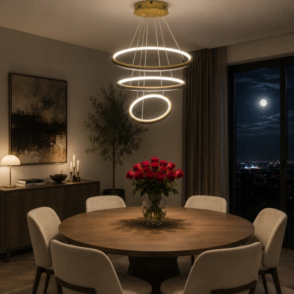 Moderne LED-Pendelleuchte Orbit No.3 50 cm Schwarz 3000K mit Fernbedienung LEDesign
