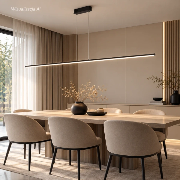 Moderne LED-Pendelleuchte Led Line 180 cm schwarz mit Fernbedienung 3000K–6000K LEDesign
